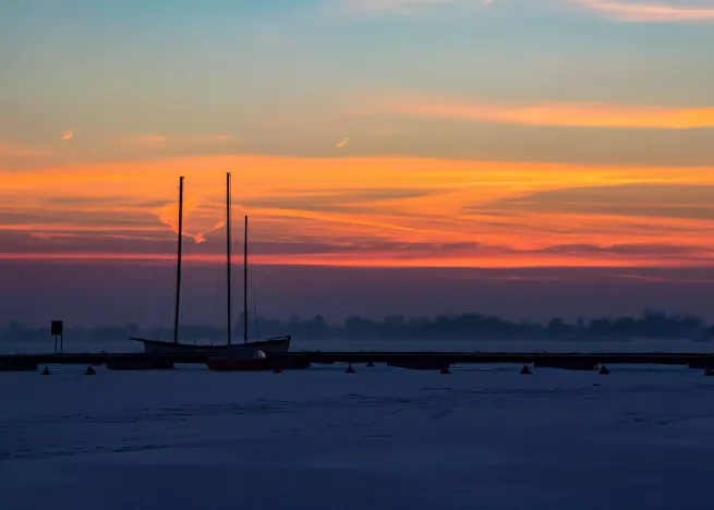 Jezioro tarnobrzeskie, zachód słońca